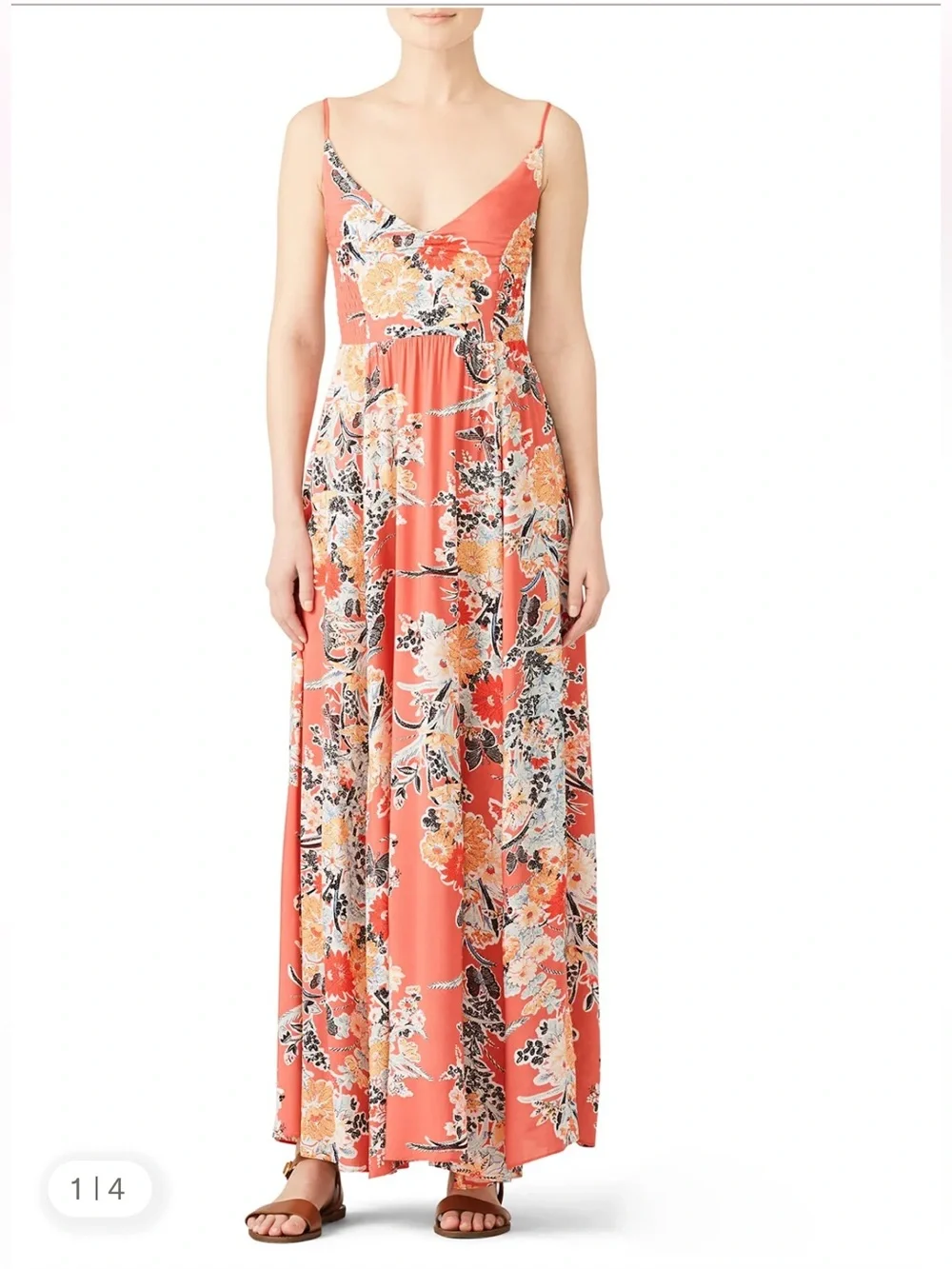 Free People Through The Vine Feminine Mixed Floral Print Flowy Maxi Dress• Small